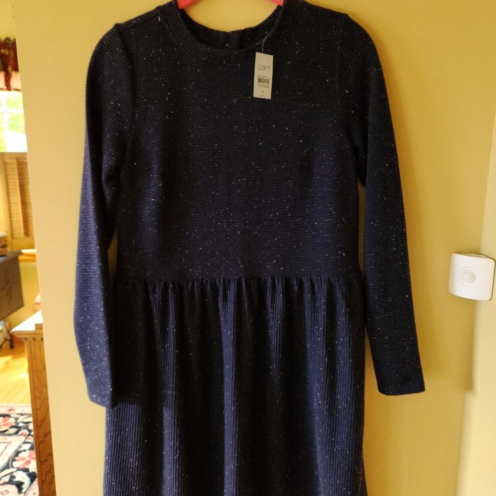 Womens NWT Loft Navy Knit Dress Size XSP